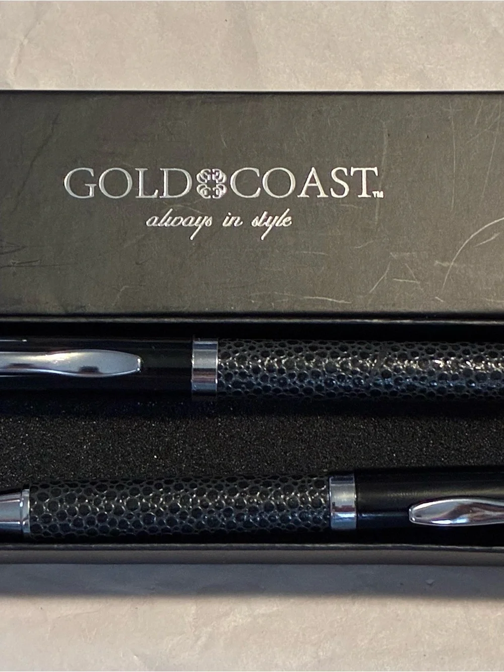Black Gold Coast Textured Ballpoint Pen Set